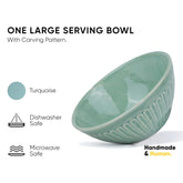 Ceramic Large Serving Bowls Set Of 1 Pc - 1400ml, Light Mint | Premium Ceramic Bowl - Large Size | Microwave Safe Bowl - Bowl Set Of Glossy Finish | Ceramic Bowl - Bowl Set For Gift
